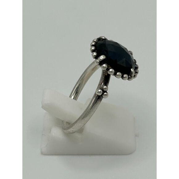 Vintage Sterling Pandora Ring with Blue Stone Size 6 - Picture 4 of 12